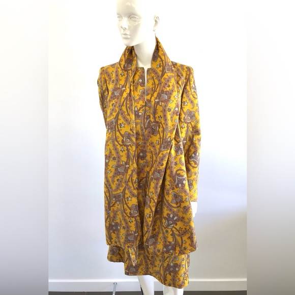 Beautiful Vintage 1980s 1990s David Hayes Floral Dress Front Zipper & Scarf - Picture 8 of 16